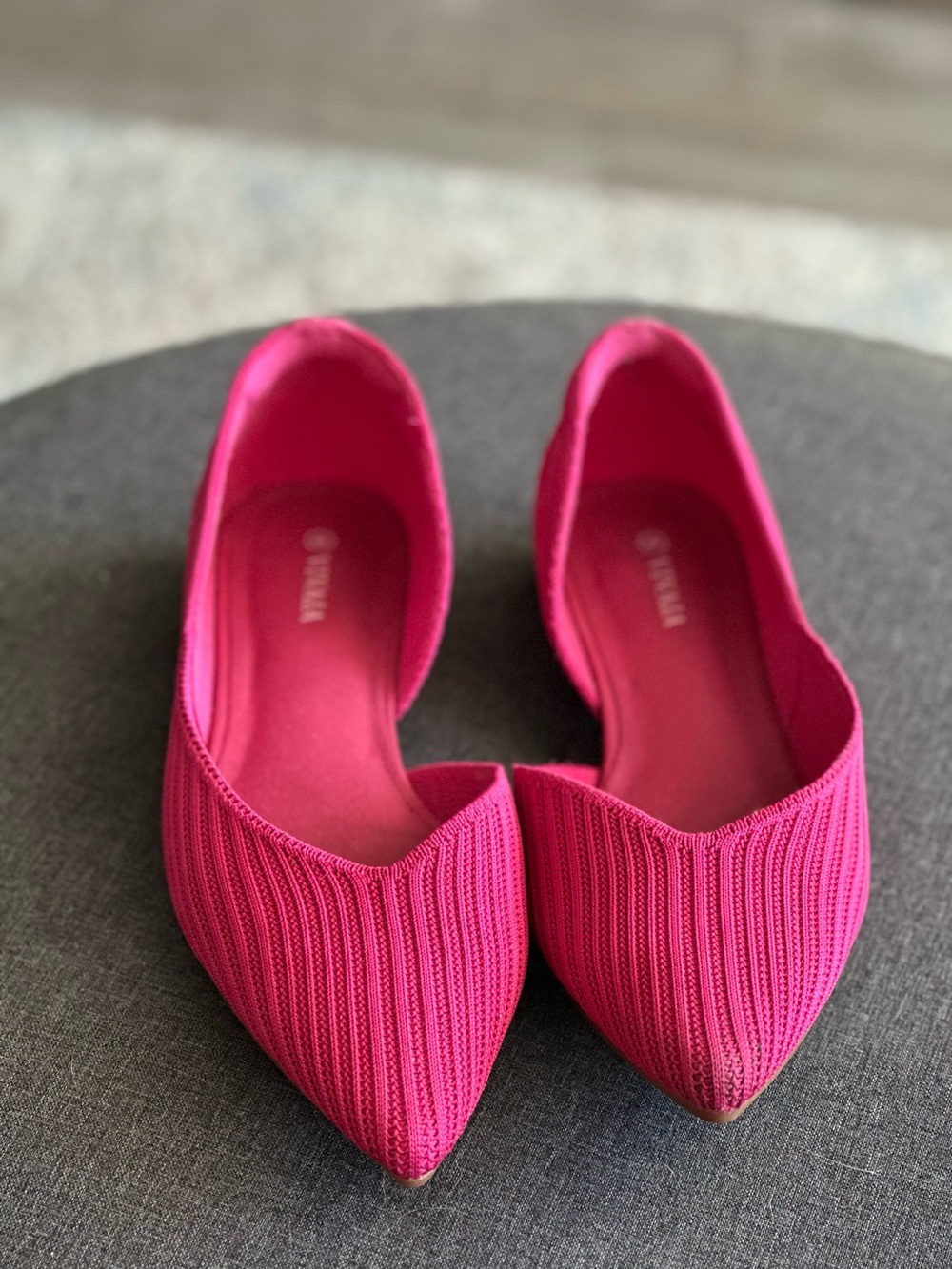 Vivaia Bright Pink Women's Pointed Knit Flats